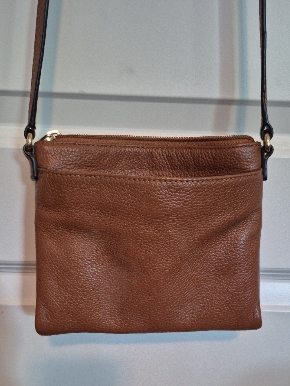 Michael Kors Tan Pebbled Leather Crossbody Bag with MK Emblem - Picture 5 of 5